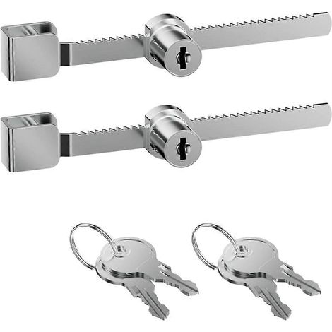 Verchromtes Ratschenschloss für Glasschiebetüren, geeignet für 4–8 mm starkes Glas, ideal für Schaufenster, 2er-Packung (1/5)