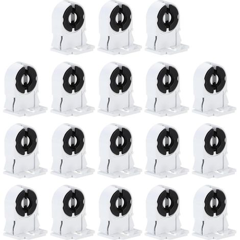 T8 Support de Lumière Fluorescente, 18 Pcs G13 Base de Lampe Douille de Tube Fluorescent LED, 250V Remplacement du Support de Lampe de Type Tournant Non Shunté, 37x29x23mm (1/5)