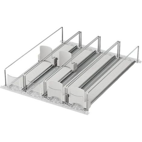 4 Pousse-produit, Mécanisme sans alimentation, Tête en arc, Glissière à billes, Pour réfrigérateur et cuisine (1/5)