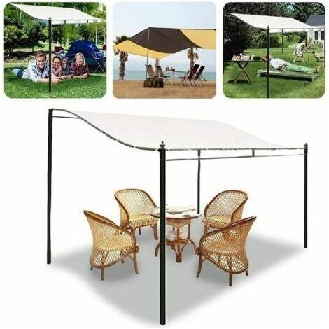 Toile de Toit de Rechange pour Pavillon Tonnelle - 300D Toile Imperméable Tente Auvent Haut Toit Soleil Tente Tissu Extérieur Housse Étanche/Résistant À La Déchirure 3mx2.6m (sans Support)