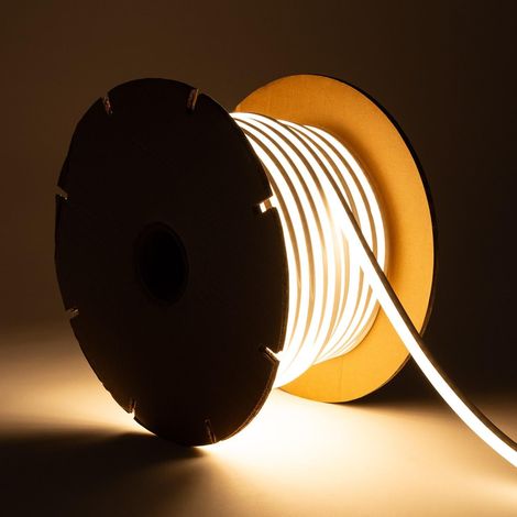 LED Streifenrolle Neon Dimmbar 220V 50m 8W/m Schnitt 100cm IP65 N-FLEX8 Warmweiß (1/3)