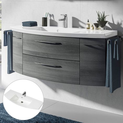 Waschtischunterschrank 121cm mit Waschbecken CERVIA-66 in Graphit Struktur, B/H/T: 121/48/50,5 cm (1/5)