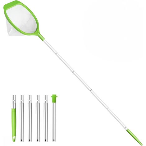 Épuisette de Surface avec Manche Réglable 69 à 143 cm – Filet à Mailles Ultra Fines à Longueur Réglable pour Piscine, Étang et Spa, Idéal pour Bassins Autoportants et Compatible avec, Vert (1/2)