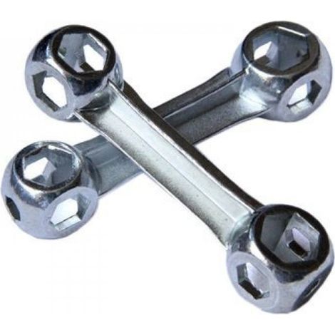 Clé Hexagonale - 10 Fonctions - Forme Os - Pour Réparation Vélo - Zinc Allié - 1 Pièce