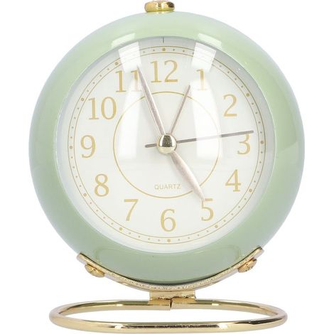 Réveil silencieux sans tic-tac, peinture métallique, économe en énergie, protection des yeux, fonctionne sur piles, petite horloge avec veilleuse, vert olive. (1/5)