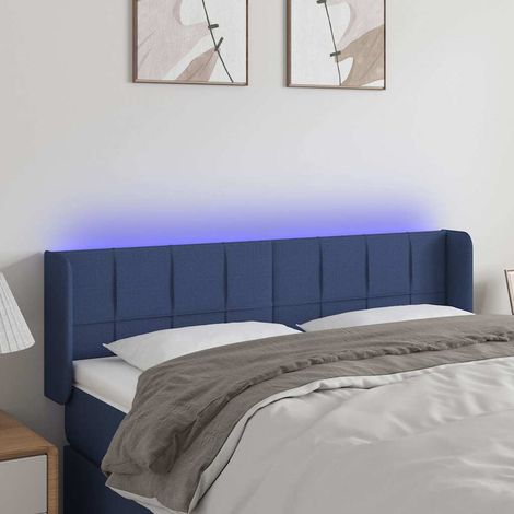 vidaXL Cabecero con LED de tela azul 147x16x78/88 cm (1/5)