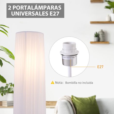 Lampada da terra moderna HOMCOM per camera da letto, sala da pranzo e soggiorno (2 lampadine E27), con interruttore e basso consumo, base in acciaio inox, 120 cm, bianca.