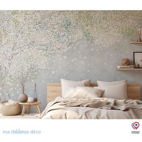 Papier peint : Fleurs colorées et aquarelle 2 - Intissé - L.200 x H.280 cm - Vert pastel (1/3)