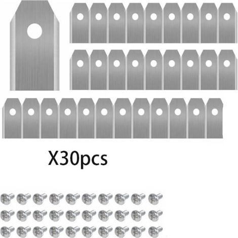 30 x Lames de Couteau en Titane pour Toutes Les Tondeuses Robotiques Husqvarn/Automower/ Yardforce/Gardena(3g-0.75mm) Avec 45 Vis, Lames de Rechange pour Modèles 105,310,315,320,420,430x,r40i (1/4)