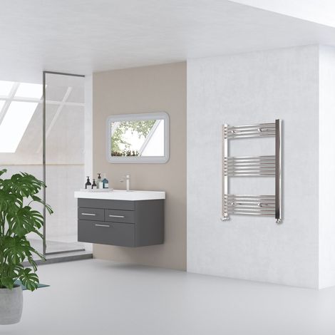 AICA 1000x600mm(HxW) Chrome Curved Center Heated Towel Track Heated Towel Radiator (1/5)