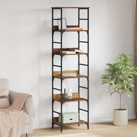 Vidaxl – Étagère bibliothèque 5 niveaux 50 x 33 x 188,5 cm – Bois d'ingénierie durable – Pieds en métal pour stabilité – Grande capacité de rangement (1/5)