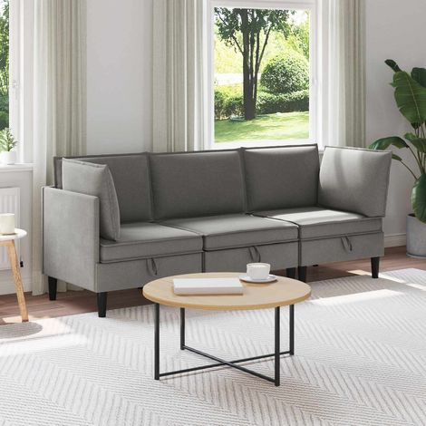 vidaXL Wohnzimmergarnitur 3 pcs Dunkelgrau Stoff (1/5)