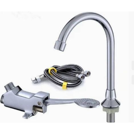Mitigeur pédales pour lavabo – finition métallique cuivrée – corps en ABS résistant – installation simplifiée – adapté aux hôpitaux, cuisines et salles de bain
