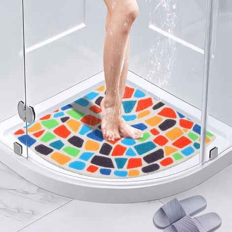 Tapis douche dangle loofah, antidérapant anti-moisissure 60x60cm, intérieur extérieur YYV (1/4)