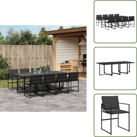 Cuscini da seduta - vidaXL Set da Pranzo da Giardino 9 pz con Cuscini Nero in Textilene - Cuscini per schienale