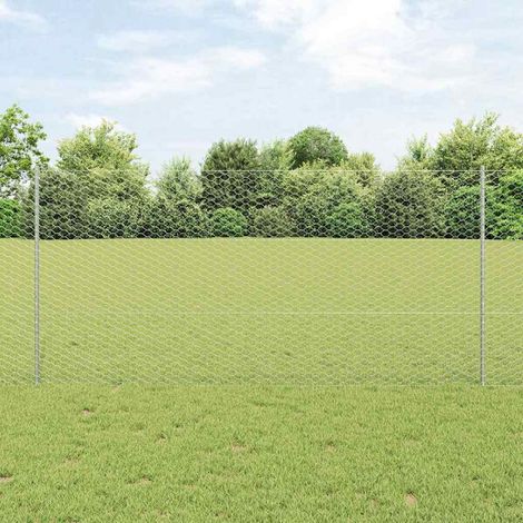 Zaun mit Pfosten Silber 1,2 x 10 m Stahl