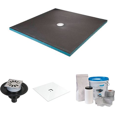Receveur de douche à carreler - Wedi - 90 x 90 - kit complet à carreler avec bonde verticale + kit d'étanchéité + revêtement Fundo Top Blanc (1/4)