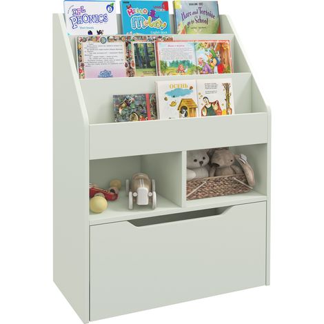 Libreria per bambini, organizer per giocattoli, con cassetto portaoggetti e ruote - Verde