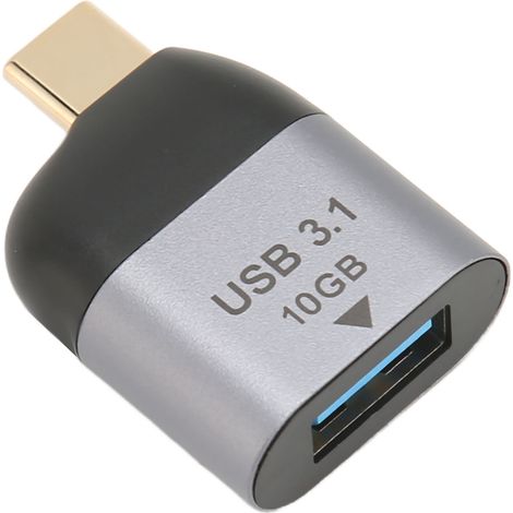 Adaptateur USB 3.1 vers Type C, transmission 10 Gbit/s, alliage d'aluminium, adaptateur USB 3.1 femelle vers mâle pour ordinateur portable et imprimante (1/4)
