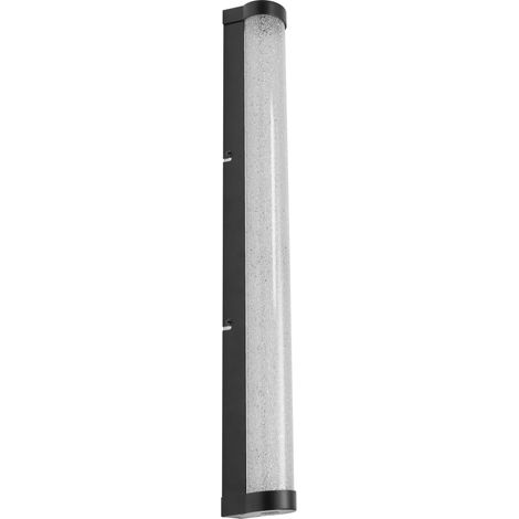 OSRAM Applique/luminaire LED de miroir ORBIS Tube noir, verre bullé, 12 W, 1100 lm, 3000/4000 K gradable par interrupteur mural, 60 cm de diamètre, protection IP44 (corps étrangers/projections d’eau)