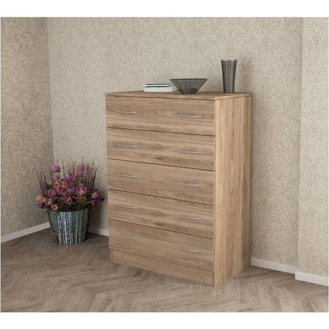 KIT CASSETTIERA 5 CASSETTI 80X45X111 CM ROVERE