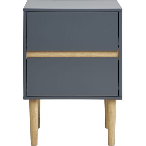 Tavolino Bisley con 2 cassetti in legno grigio scuro 40×35×55 cm