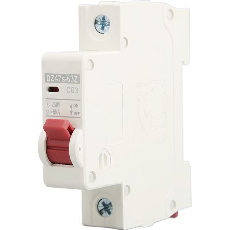 Disjoncteur miniature CC, 1P 63A, montage sur rail DIN, DC250V 6000A, capacité de coupure DZ47s 63Z C63, convient aux systèmes photovoltaïques solaires.