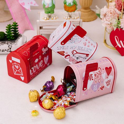 Boîte De Rangement En Fer - Boîte Aux Lettres Thème Cœur Pour Décoration De Table Ou Cheminée - Idéale Pour Petits Cadeaux Et Souvenirs De Saint-Valentin - 1 Pièce (1/5)