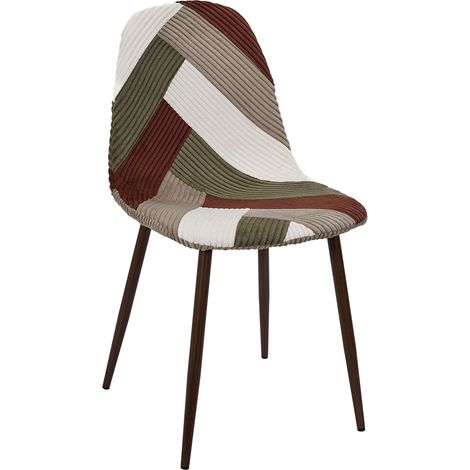 Lot de 4 Chaises Patchwork en Velours Côtelé Design Graphique et Chaleureux Confort Optimal Idéales pour Salle à Manger ou Bureau Multicouleur Modèle Scott (1/5)