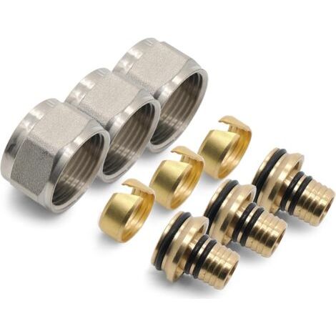 10 pcs Raccord per à compression pour Tuyau de Chauffage 16x2mm et Répartiteur Pour collecteur plancher au sol PEX 3/4'' Eurokonus 3 Pièces. Nickelage -