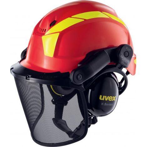 UVEX Schutzhelm pheos forestry 9774 kurzer Schirm Drehrad rot (1/8)