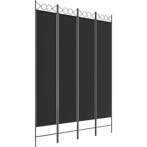 Paravent Cloison de séparation 4 panneaux, Pour Jardin, Balcon, Terrasse Noir 160x220 cm Tissu OIB1004E