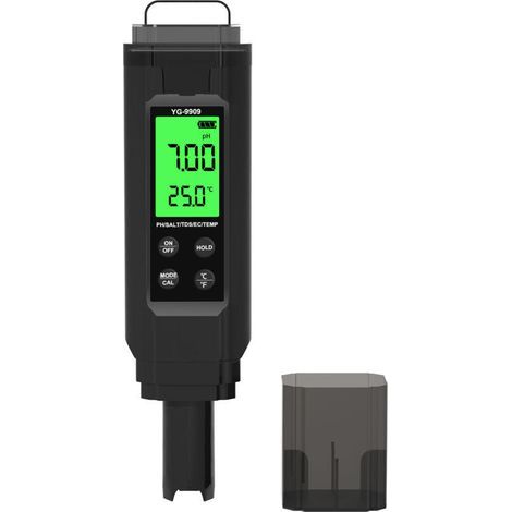PH Mètre 5 en 1, PH EC TDS Salinité Température , Test pH Piscine IP66 étanche, Testeur Salinité PH pour Eau Potable,Piscine, Aquariums, hydroponie (1/5)