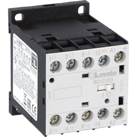 Contattore tripolare bobina 24VDC 12A in AC3 Lovato 11BG1210D024