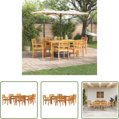 vidaXL Akazienholz -  Garten Essgruppe 7 pcs Braun Massivholz Akazie