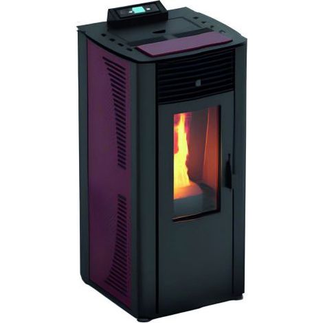 TERMOSTUFA A PELLET IDRO 15 - KW 13,8 Col. Bordeaux con telecomando