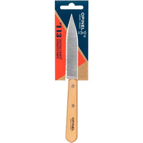 Opinel Küchenmesser No. 113 Messer mit Wellenschliff natur
