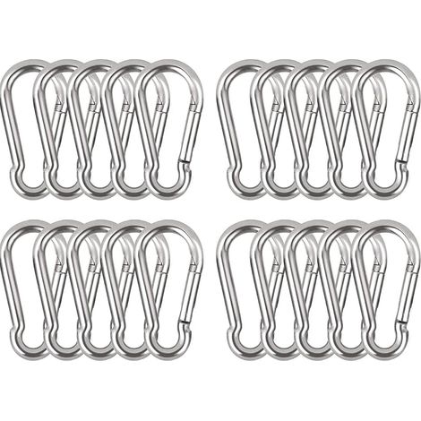 20 pièces Crochet Mousqueton M4, Porte-clés Mousqueton en Acier Inoxydable,40 x 20mm, pour Laisse de Chien, randonnée (1/5)