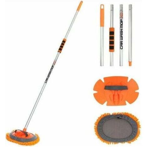 KZQ Balai brosse de lavage télescopique voiture multifonctions 157cm Brosse de Lavage Voiture à Long Manche avec Chenille Microfibre Balai Brosse Nettoyage Voiture avec Poignée Rotative pour Auto Camp (1/4)
