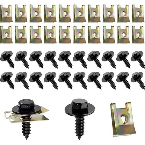 Kit de Clips à Vis et Écrous 20 Pcs - Fixation de Garde-boue de Type U - Protection Anti-éclaboussures pour Voiture - Résistant à l'Usure et Durable (1/5)
