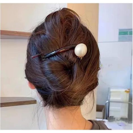 2 Pcs Pince Cheveux Femme, Pince à un mot en perles, Pince à Cheveux Vintage, Grande Epais Grosse Barrette Cheveux Femme Fille (1/4)
