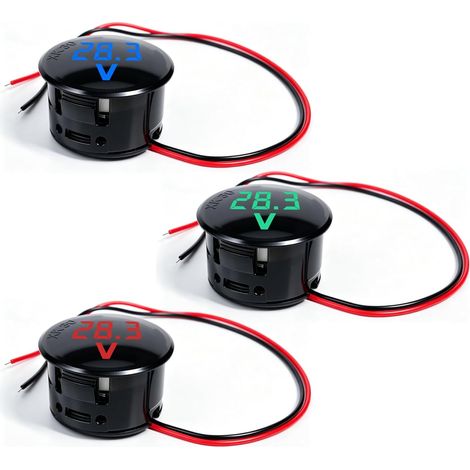 3 Voltmètres Numériques LED DC 4-100V pour Voiture, avec Affichage de Tension de Batterie, 12V DC 5V 100V, Étanches, pour Auto, Moto, Camion, Bateau (1/5)