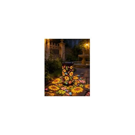 Solar-Gartenlaterne „Bunte Sonnenblume“, wasserdichte Solar-Hängelampe 2026 für Garten, Terrasse, Einfahrt, beleuchtet Ihren Garten nach Sonnenuntergang (1 Stück, kleine Größe, mehrfarbig - Crezuo)
