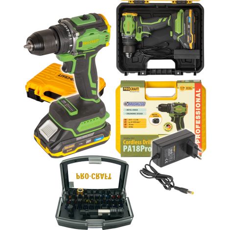 Avvitatore a batteria Procraft PA18Pro 20 V 30 Nm Brushless + 1x batteria 1,5 Ah + caricabatteria + valigetta