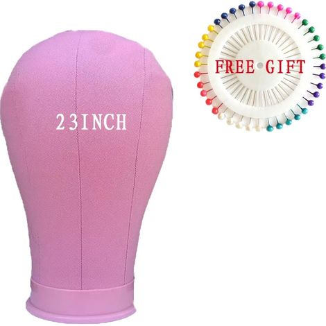 Testa da manichino, adatta per la realizzazione di parrucche, facile da acconciare, rosa - 23 pollici (1/2)