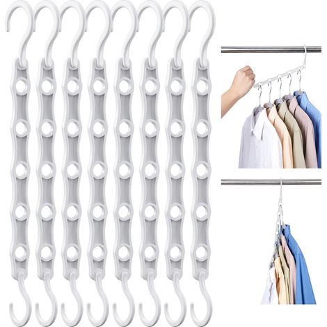 Lot de 20 cintres Blancs en Plastique pour économiser de l'espace et Ranger Les vêtements - Cintres Multiples Robustes pour vêtements Lourds, dortoir, Chambre à Coucher, Maison, (1/5)