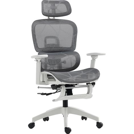 Multi-Adjustable Mesh Office Chair - Grey White (1/5)