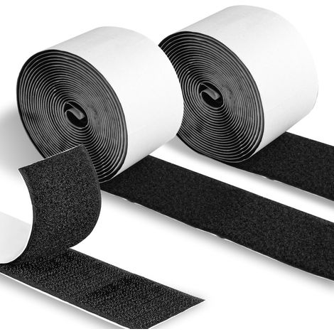 Double Face 2 Rouleaux 5cm x 300cm - Bande de Fixation Réutilisable pour Moustiquaires Rideaux et Projets DIY Intérieur/Extérieur 5cm x 300cm Noir 2 Rouleaux (1/5)