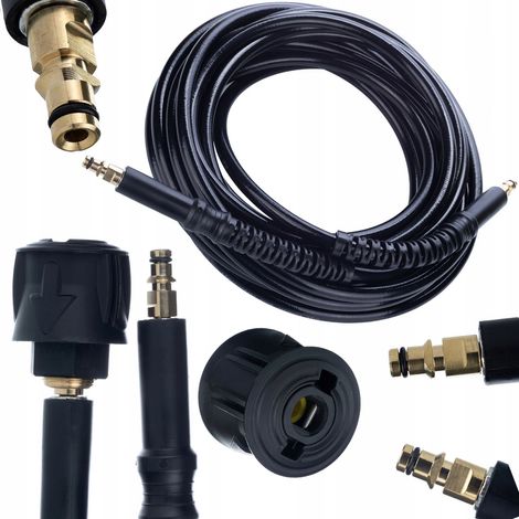 Manguera de alta presión Rosfix 10m Click-Click para hidrolimpiadora Kärcher K2 K3 K4 K5 K6 K7 + Extensión de manguera de alta presión Kärcher Quick Connect 10m