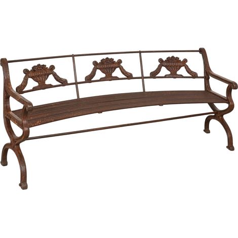 Banc d'extérieur en fer 205x64x85 cm Canapé de jardin et d'entrée Banc 3 places en métal d'extérieur Chaise de jardin en fontn